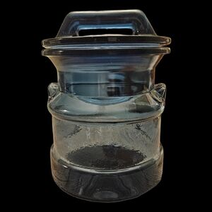 L.E. Smith Cobolt Glass Milk Can Cookie Jar with Lid 8"